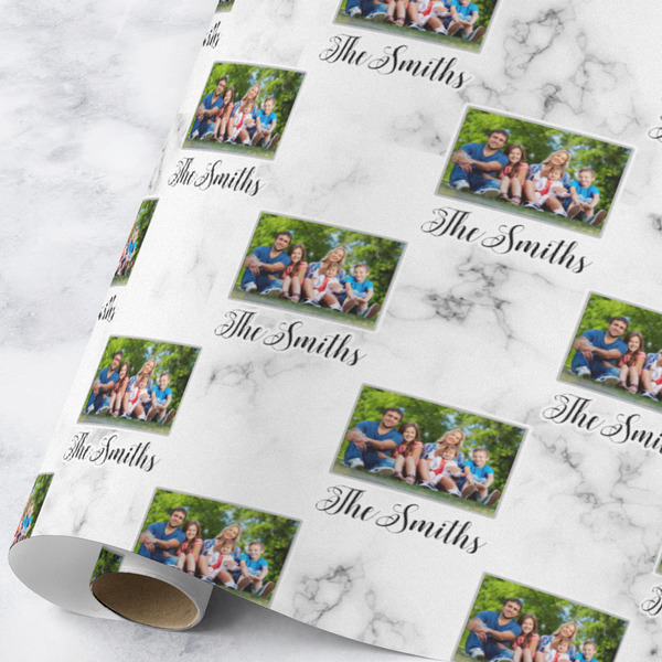 Custom Family Photo and Name Wrapping Paper Roll - Large - Matte