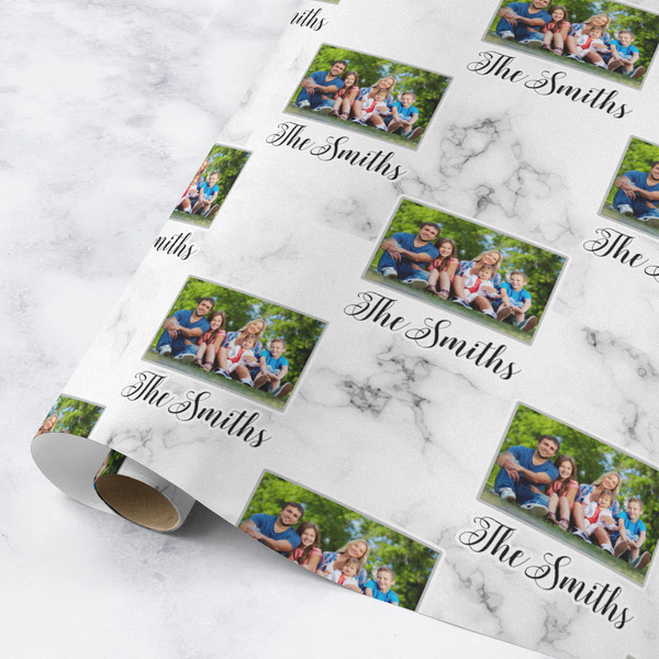 Custom Family Photo and Name Wrapping Paper Roll - Medium - Matte