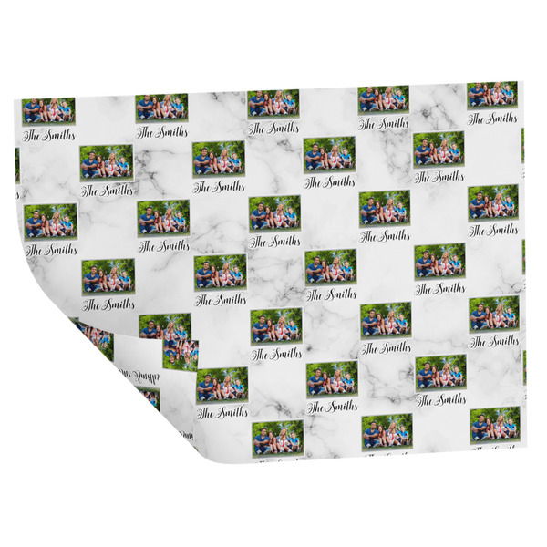 Family Photo and Name Wrapping Paper Sheet - Double Sided - Folded