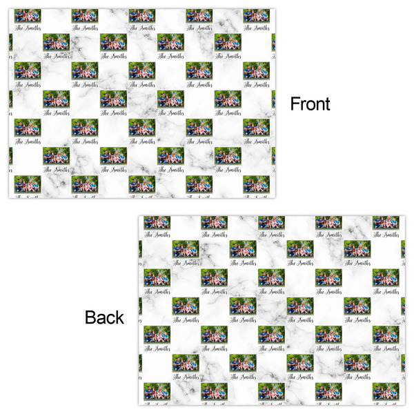 Family Photo and Name Wrapping Paper Sheet - Double Sided - Front & Back