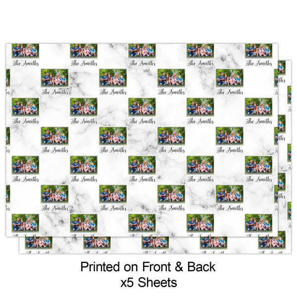Family Photo and Name Wrapping Paper Sheet - Double Sided - Front