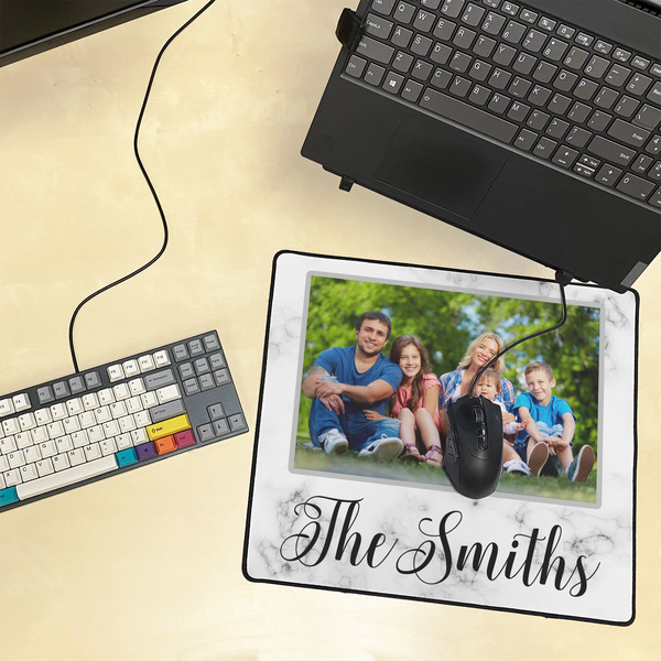 Family Photo and Name XL Gaming Mouse Pads - 18" x 16"s - Lifestyle