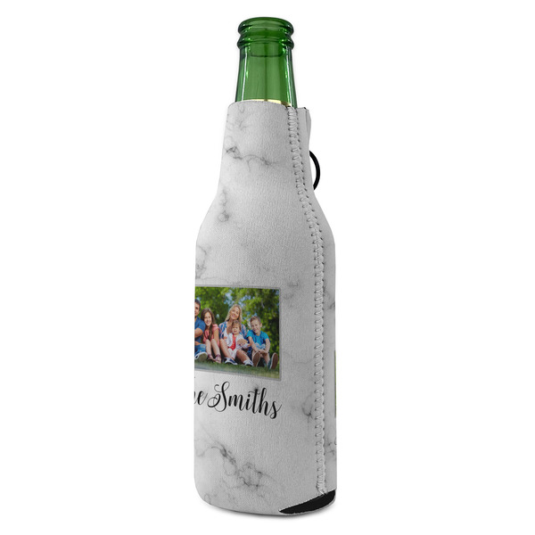 Family Photo and Name Zipper Bottle Cooler - ANGLE (bottle)