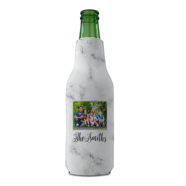 Family Photo and Name Zipper Bottle Cooler - FRONT (bottle)