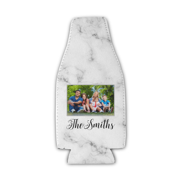 Custom Family Photo and Name Zipper Bottle Cooler - Single