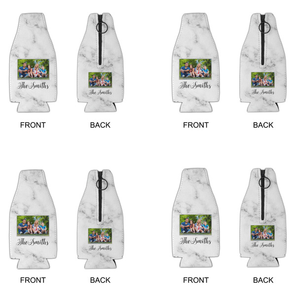 Family Photo and Name Zipper Bottle Cooler - Set of 4 - Approval
