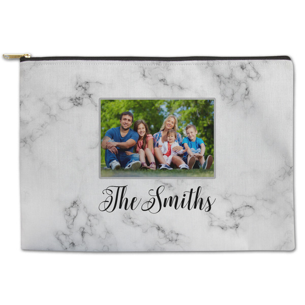 Custom Family Photo and Name Zipper Pouch - Large - 12.5" x 8.5"