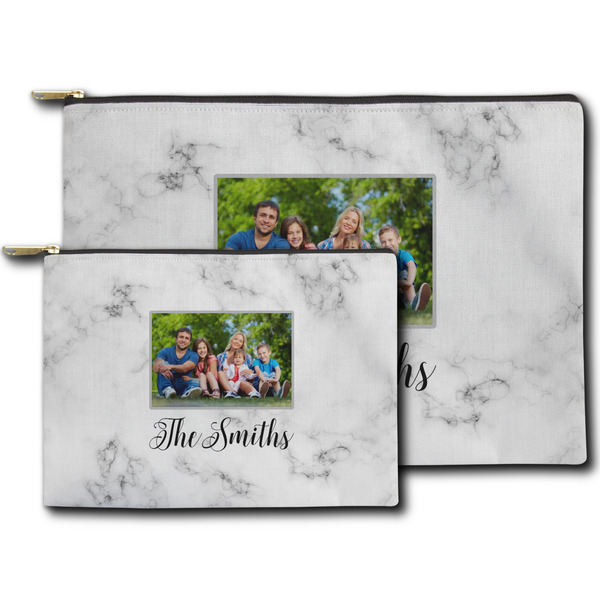 Family Photo and Name Zippered Pouches - Size Comparison