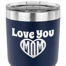 Love You Mom 30 oz Stainless Steel Tumbler - Navy - Single Sided