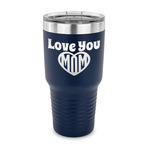 Love You Mom 30 oz Stainless Steel Tumbler - Navy - Single Sided