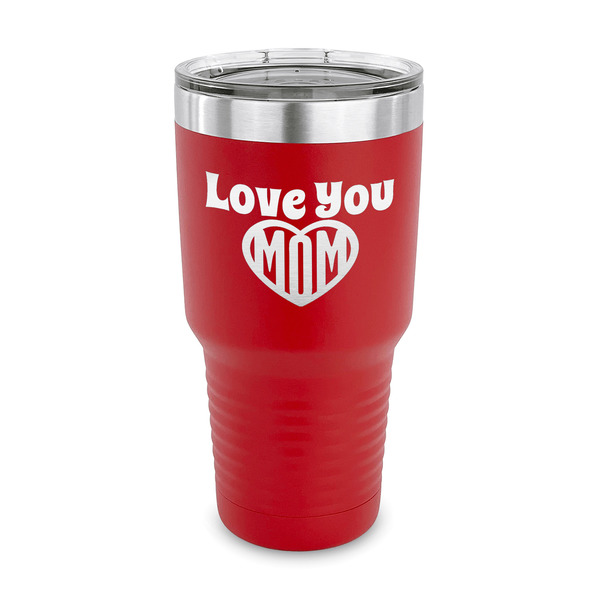 Love You Mom 30 oz Stainless Steel Ringneck Tumblers - Red - FRONT