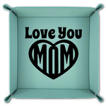 Love You Mom Teal Faux Leather Valet Tray