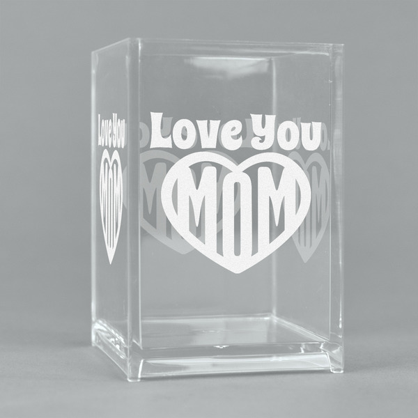 Custom Love You Mom Acrylic Pen Holder