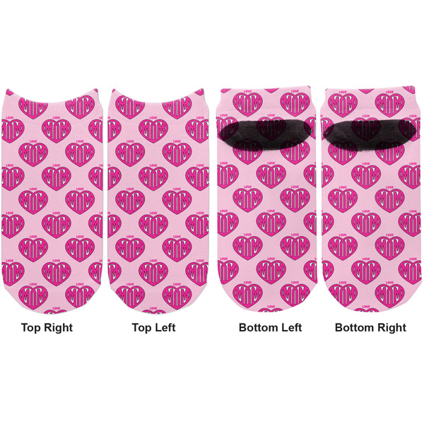 Love You Mom Adult Ankle Socks - Double Pair - Front and Back - Apvl