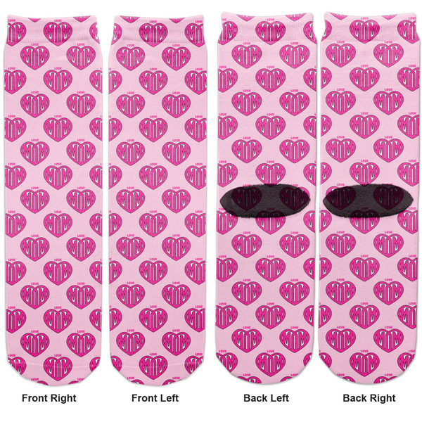 Love You Mom Adult Crew Socks - Double Pair - Front and Back - Apvl
