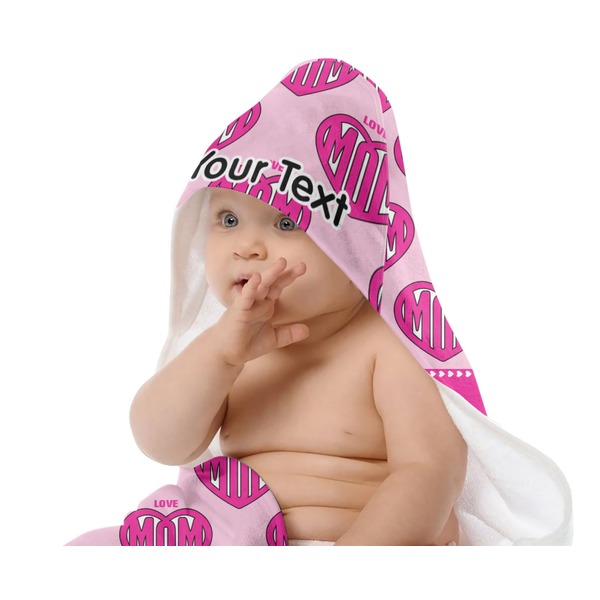 Love You Mom Baby Hooded Towel on Child
