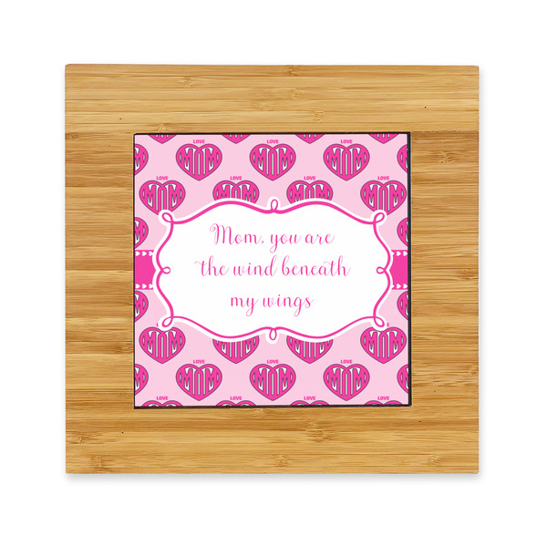 Custom Love You Mom Bamboo Trivet with Ceramic Tile Insert