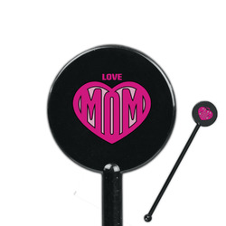Love You Mom 5.5" Round Plastic Stir Sticks - Black - Single Sided