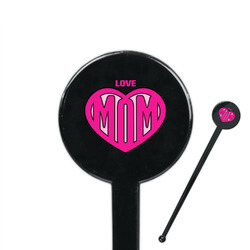 Love You Mom 7" Round Plastic Stir Sticks - Black - Single Sided