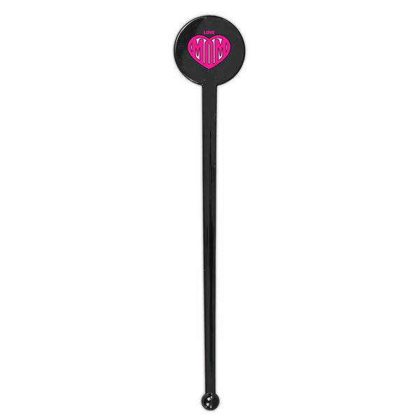Love You Mom Black Plastic 7" Stir Stick - Round - Single Stick