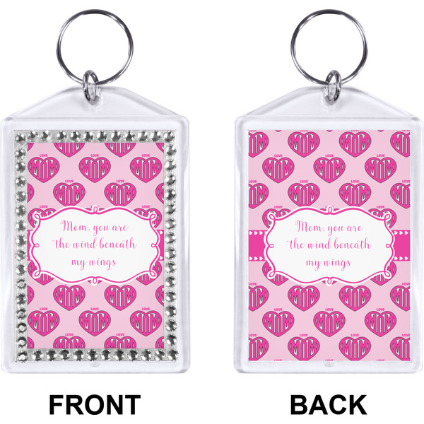 Love You Mom Bling Keychain (Front + Back)