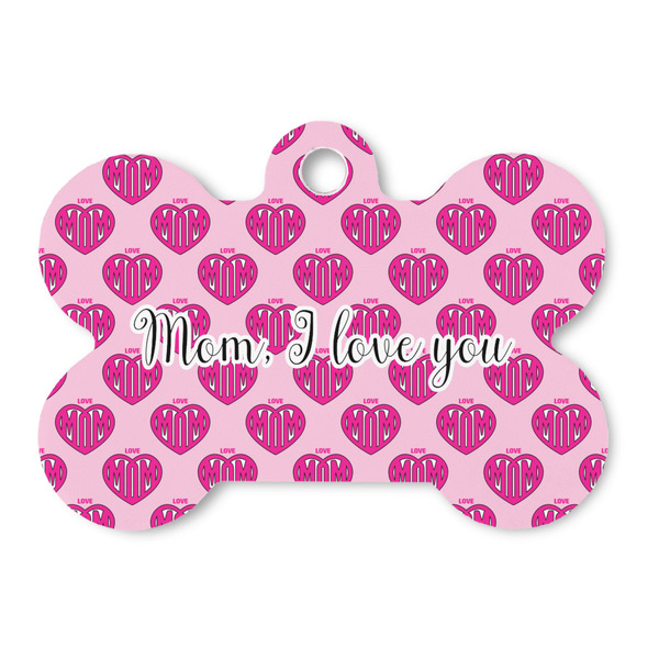 Custom Love You Mom Bone Shaped Dog ID Tag