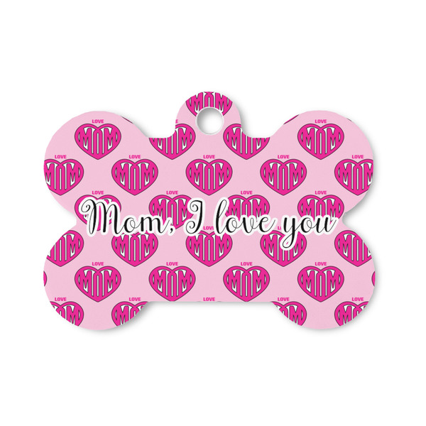 Custom Love You Mom Bone Shaped Dog ID Tag - Small