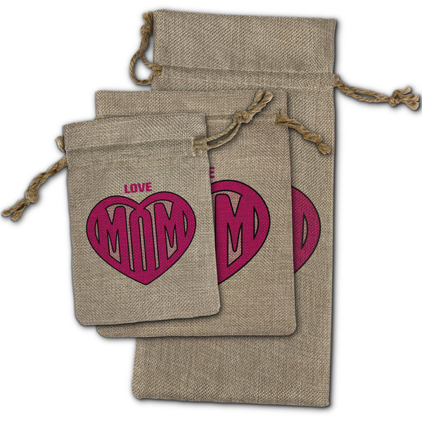 Love You Mom Burlap Gift Bags - (PARENT MAIN) All Three