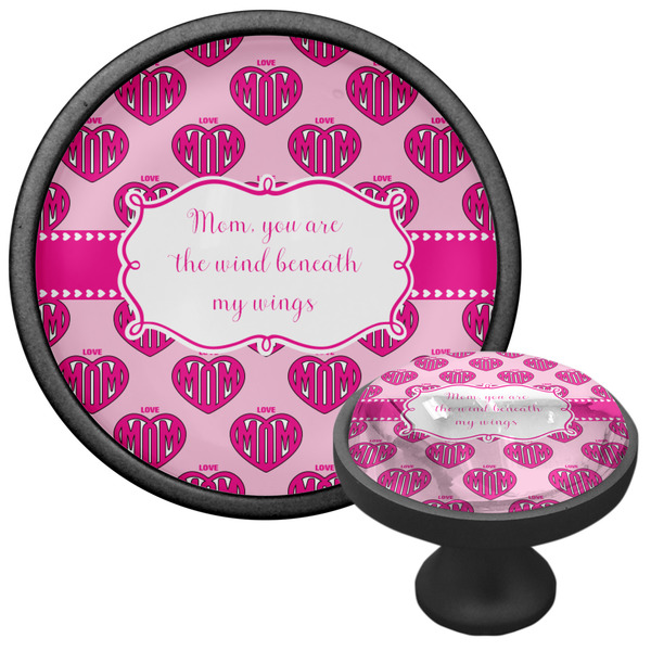 Love You Mom Cabinet Knob - Black - Multi Angle