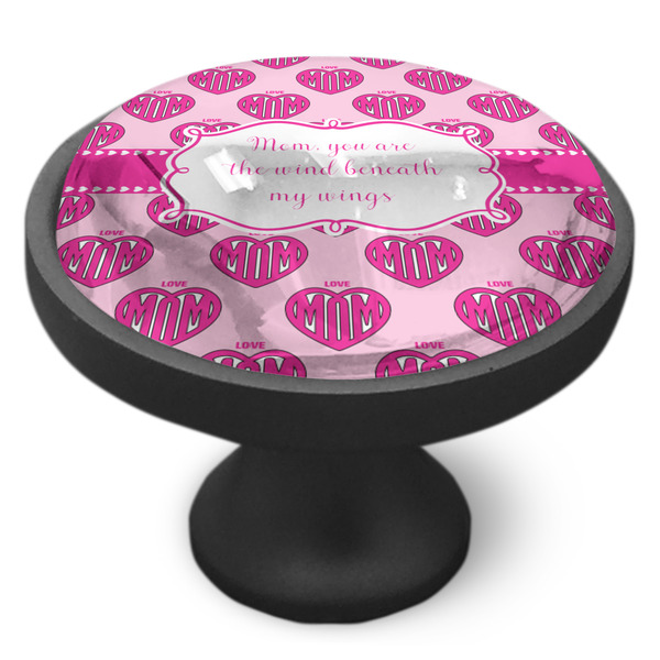 Love You Mom Cabinet Knob - Black - Side