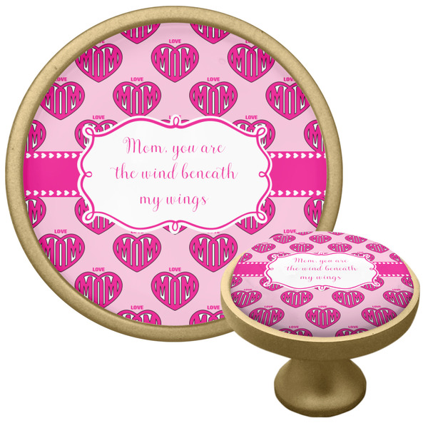 Love You Mom Cabinet Knob - Gold - Multi Angle