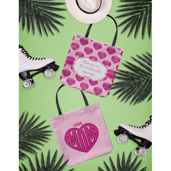 Love You Mom Canvas Tote Lifestyle Front and Back- 13x13