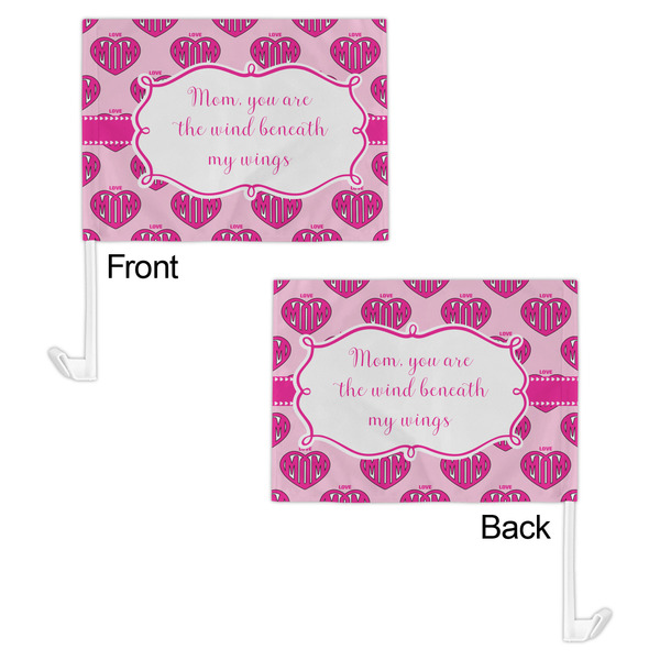 Love You Mom Car Flag - 11" x 8" - Front & Back View