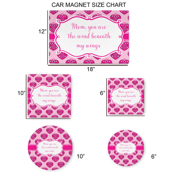 Love You Mom Car Magnets - SIZE CHART