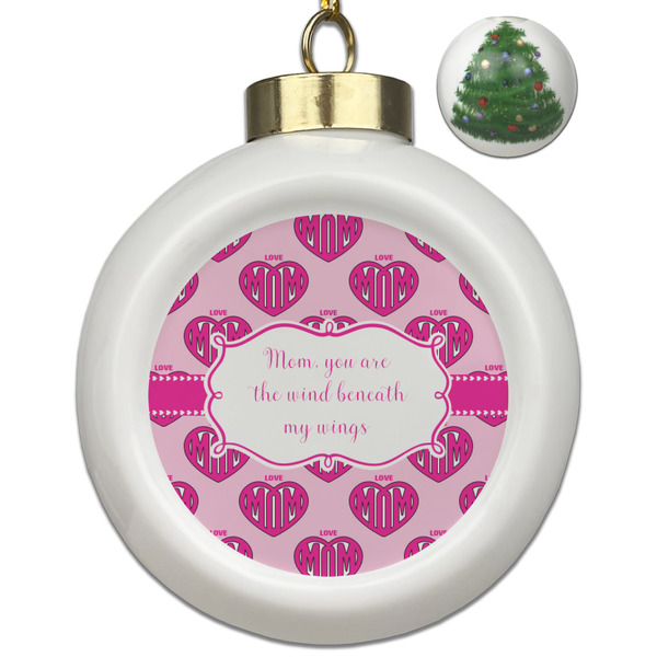 Custom Love You Mom Ceramic Ball Ornament - Christmas Tree