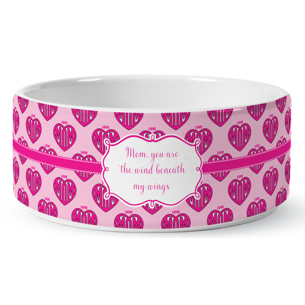 Love You Mom Ceramic Dog Bowl - Medium - Front