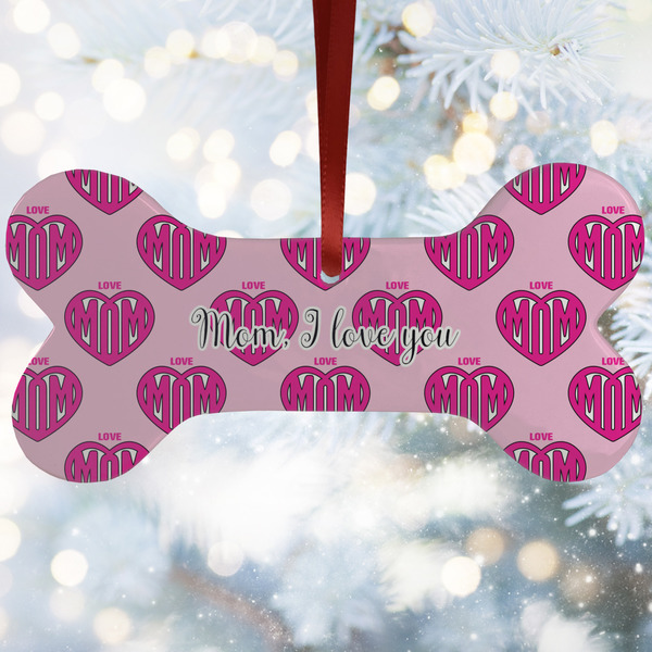 Custom Love You Mom Ceramic Dog Ornament