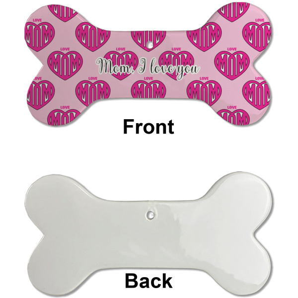 Love You Mom Ceramic Flat Ornament - Bone Front & Back Single Print (APPROVAL)