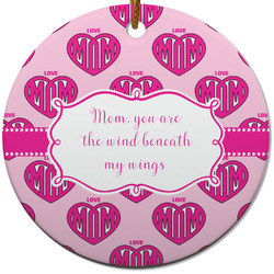 Love You Mom Round Ceramic Ornament