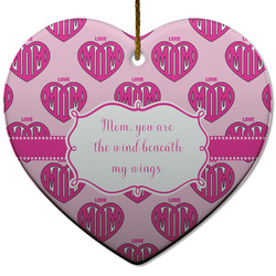 Love You Mom Heart Ceramic Ornament