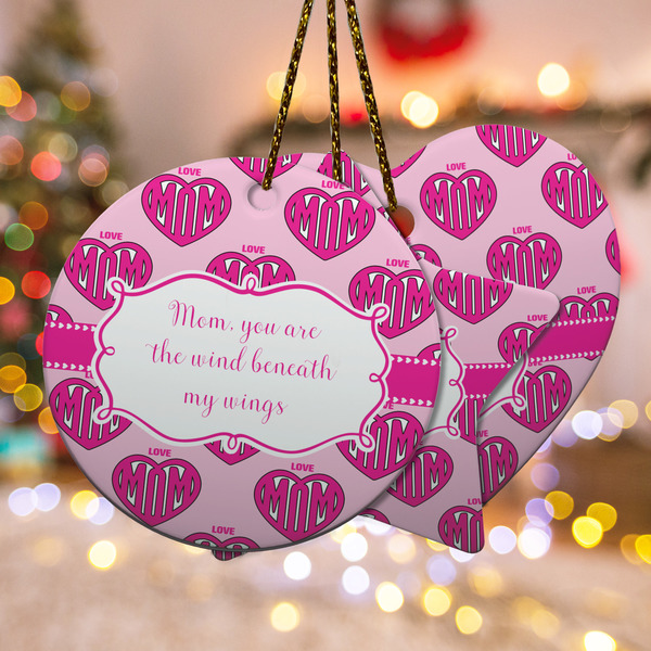 Custom Love You Mom Ceramic Ornament