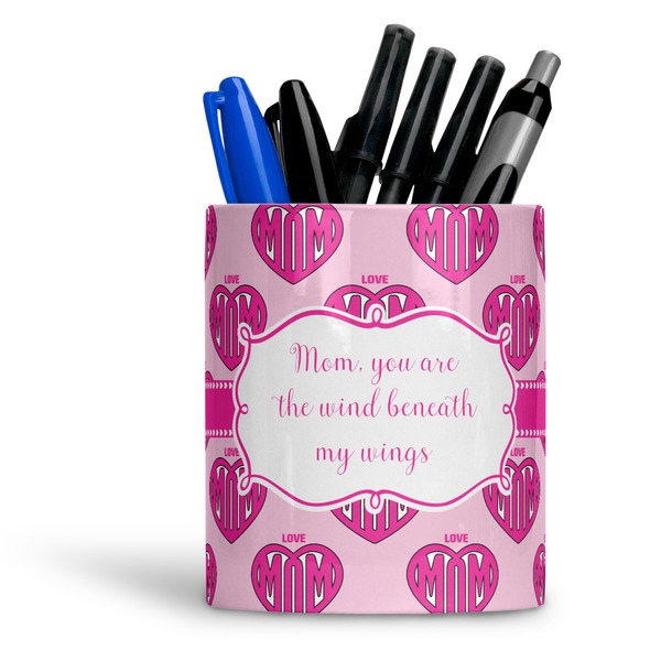 Custom Love You Mom Ceramic Pen Holder