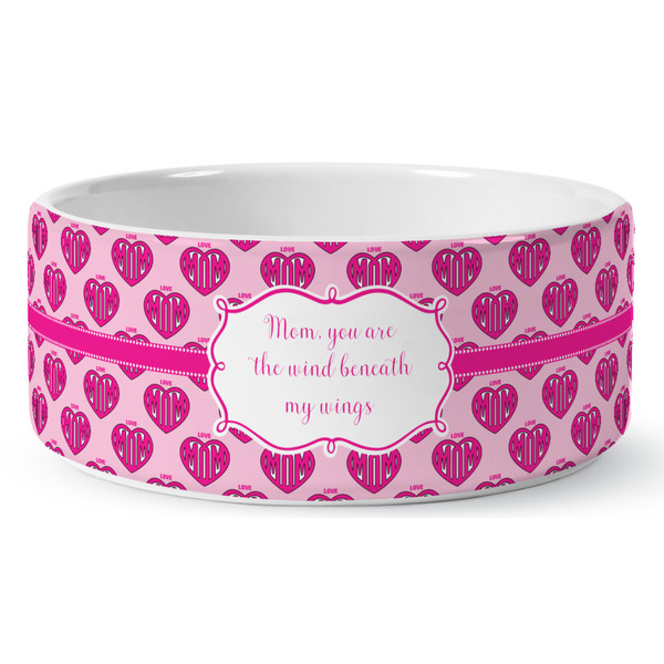 Custom Love You Mom Ceramic Dog Bowl - Large