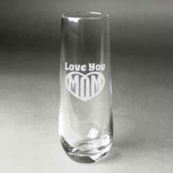 Love You Mom Champagne Flute - Stemless Engraved