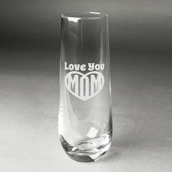 Custom Love You Mom Champagne Flute - Stemless Engraved
