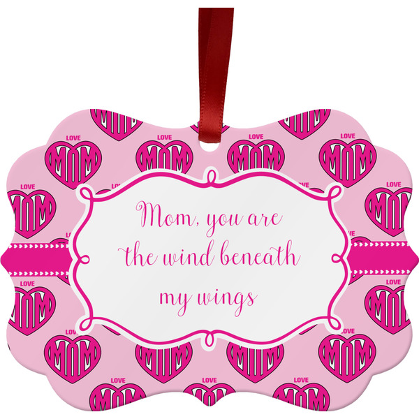 Custom Love You Mom Metal Frame Ornament - Double Sided