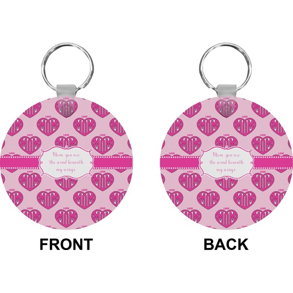 Love You Mom Circle Keychain (Front + Back)