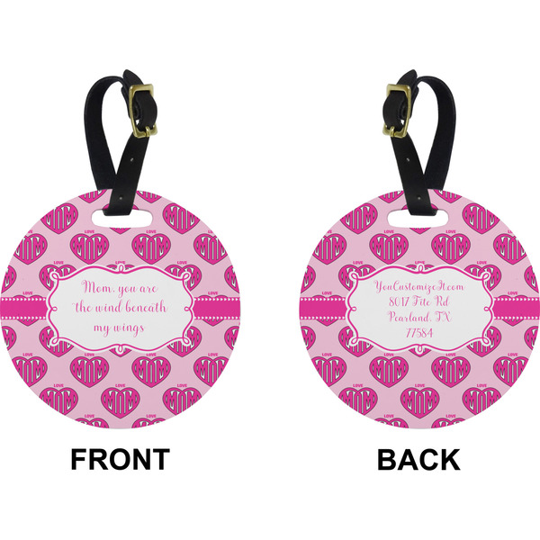 Love You Mom Circle Luggage Tag (Front + Back)