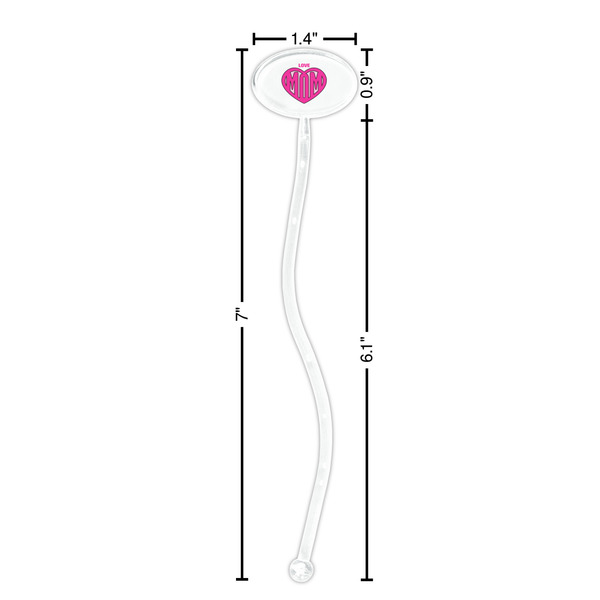 Love You Mom Clear Plastic 7" Stir Stick - Oval - Dimensions