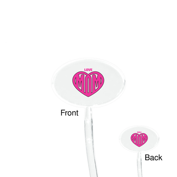Love You Mom Clear Plastic 7" Stir Stick - Oval - Front & Back